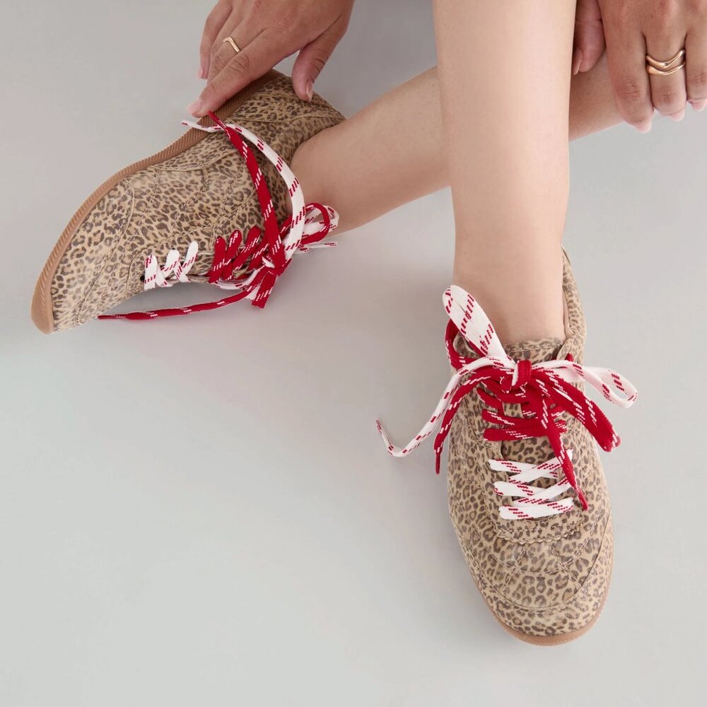 NEW DOLCE VITA Made In Brazil Suede Laini Sneakers in tan leopard 0126 3t7